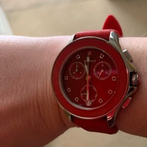 Michele red chronograph Tahitian jelly watch
